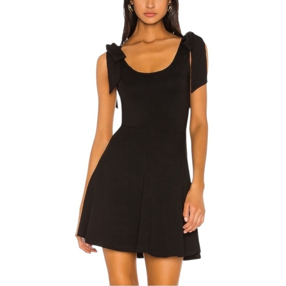 Revolve Lovers + Friends Felicia Black Self-Tie Bow Dress - Fit & Flare